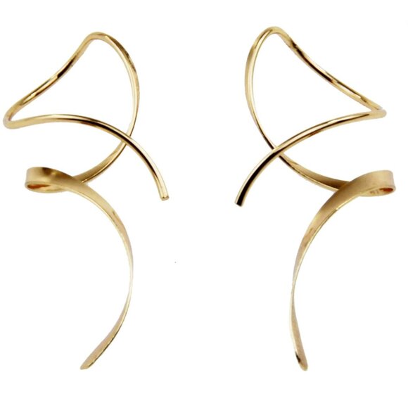 Jewelry - 14K Gold Plated Spiral Dangle Earrings